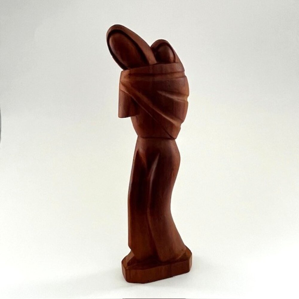 Vintage Carved Wooden Figure Madonna Mother and Child Ecuador 70s